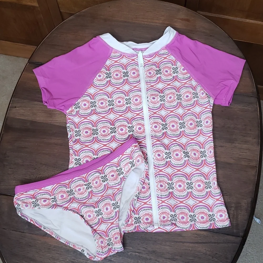 Garnet Hill Wave Rider Rashguard Top & Bottoms Swim Suit Sz 6